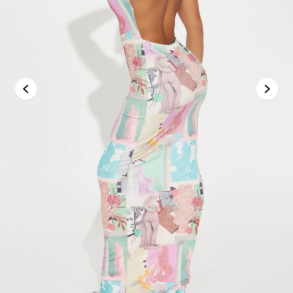 Fashion Nova Pastel Multi-Print Cowl Neck Maxi Dress size M - Picture 5 of 10